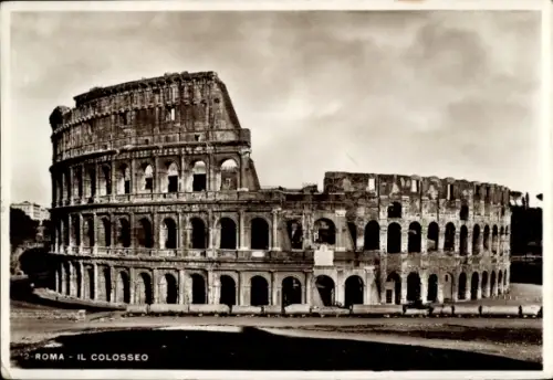 Ak Roma Rom Lazio, Kolosseum in  Schwarz-Weiß-Foto, 