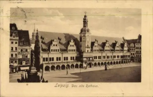 Ak Leipzig,  altes Rathaus, Renaissance-Stil, Marktplatz,  Architektur