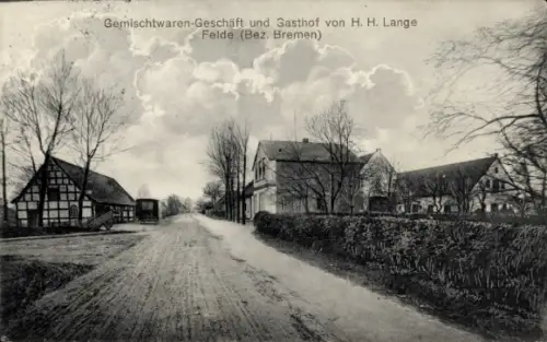 Ak Felde Riede in Niedersachsen, Geschäft und Gasthof H. H. Lange, Straßenansicht