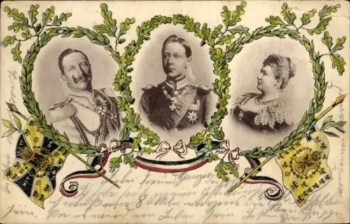 Passepartout Ak Kaiser Wilhelm II., Kronprinz Wilhelm, Kaiserin Auguste