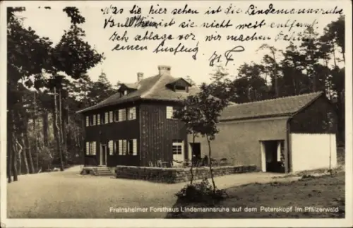 Ak Freinsheim, Forsthaus Lindemannsruhe auf dem Peterskopf, Pfälzerwald