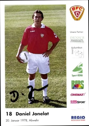 Autogrammkarte Fußballer Daniel Jonelat, BFC Dresden, Autogramm