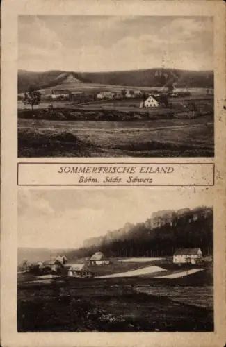 Ak Ostrov u Tisé Eiland Region Aussig, Gesamtansicht