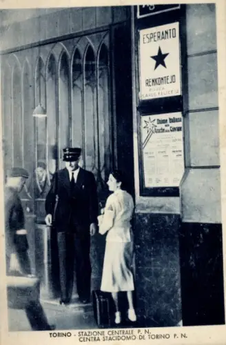 Ak Torino Turin Piemonte, Bahnhof, Esperanto