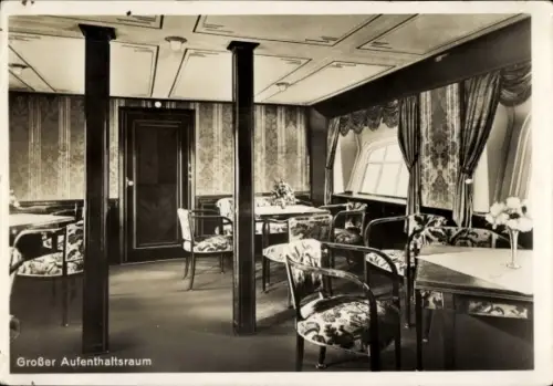 Ak Zeppelin-Luftschiff LZ-127 Graf Zeppelin, Großer Aufenthaltsraum, Innenansicht