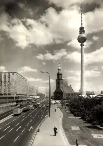 Ak Berlin Mitte, Marienkirche, Fernsehturm