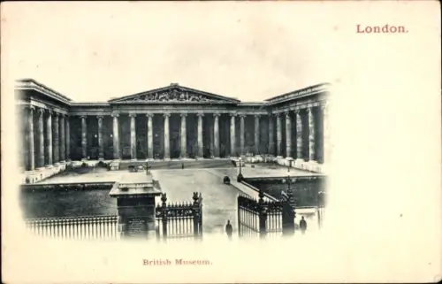 Ak Bloomsbury London England, British Museum,  Architektur, Säulen, Gartenanlage