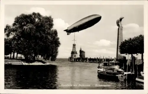Ak Konstanz am Bodensee, Gondelhafen, Zeppelin
