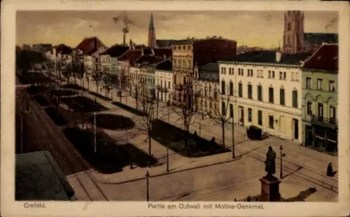 Ak Krefeld, am Ostwall mit Moltke Denkmal