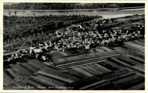 Ak Greffern Rheinmünster am Rhein, Fliegeraufnahme