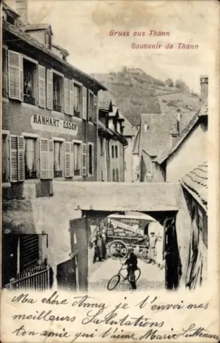 Ak Thann Elsass Haut Rhin, Straße, Häuser