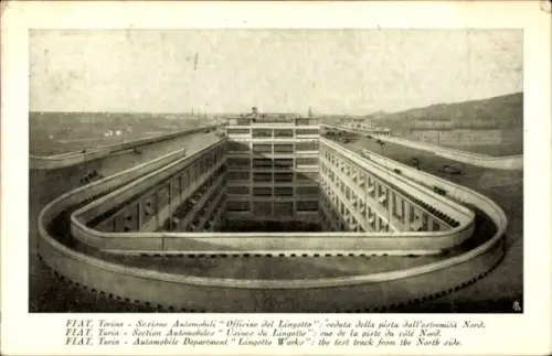 Ak Torino Turin Piemonte, Fiat-Werke, Dachrennbahn