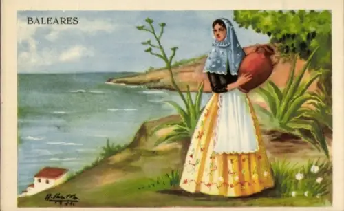 Künstler Ak Baleares, Frau in Tracht