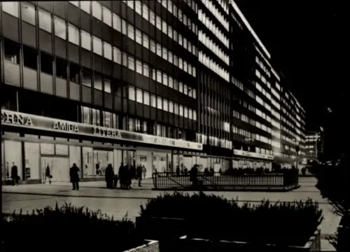 Ak Berlin Mitte, Haus der Elektroindustrie am Alexanderplatz, Amiga, Litera, Nachtbeleuchtung