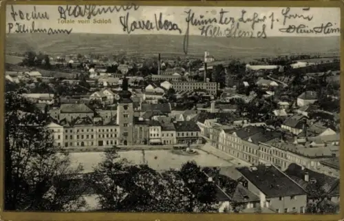 Ak Fulnek Region Mährisch Schlesien, Gesamtansicht, Blick vom Schloss