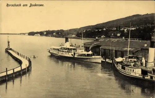 Ak Rorschach Kt. St. Gallen Schweiz, Bodensee, Dampfer St. Gallen, Friedrichshafen