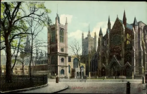 Ak London City England, St Margaret's Church and Westminster Abbey