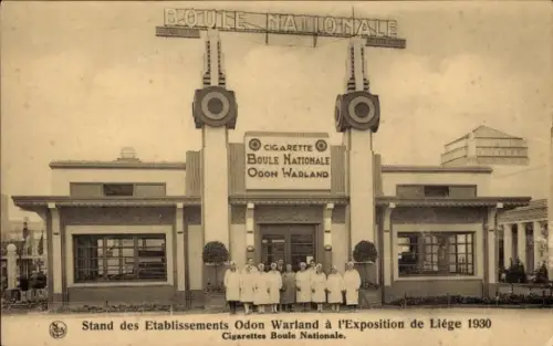 CPA Liège Wallonie, Stand des Etablissements Odon Warland à l'Exposition 1930, Cigarettes Boule