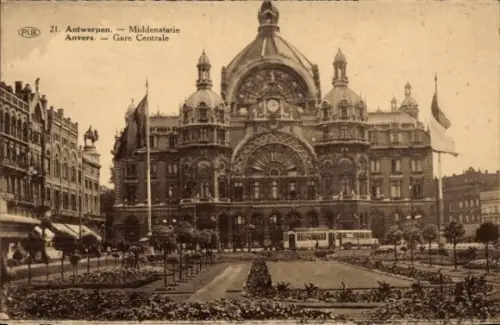 CPA Anvers, Flandres, Gare Centrale