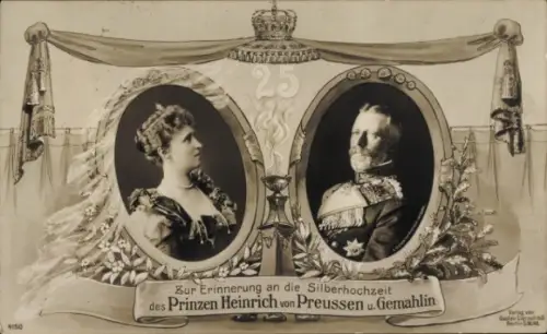 Passepartout Ak Prinz Heinrich von Preußen, Prinzessin Irene von Hessen-Darmstadt