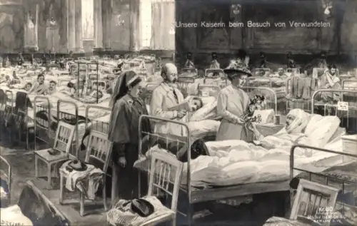 Ak Kaiserin Auguste beim Besuch von Verwundeten