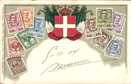 Wappen Briefmarken Ak Italien, Poste Italiane