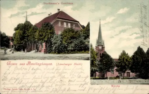 Ak Amelinghausen in der Lüneburger Heide, Gasthaus Studtmann, Kirche
