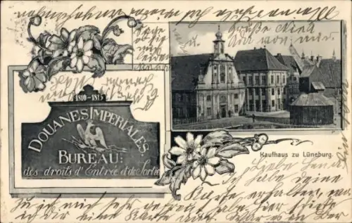 Passepartout Ak Lüneburg in Niedersachsen, Kaufhaus, Kran, Douanes Imperiales, Bureau