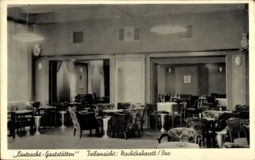 Ak Karlsruhe in Baden, Eintracht-Gaststätten, Nachtkabarett, Bar, Inh. Willy Schnauffer