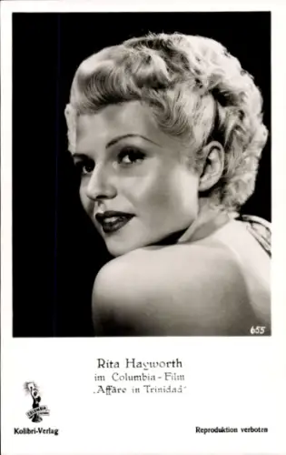 Ak Schauspielerin Rita Hayworth, Portrait, Film Affäre in Trinidad