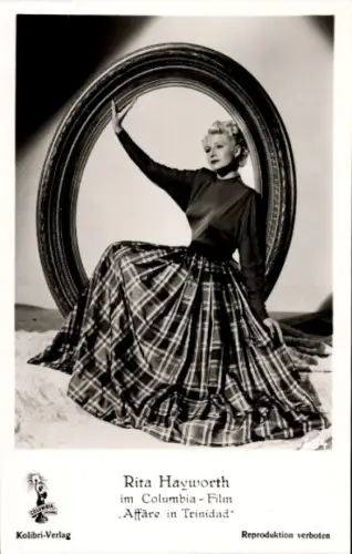 Ak Schauspielerin Rita Hayworth, Portrait, Film Affäre in Trinidad