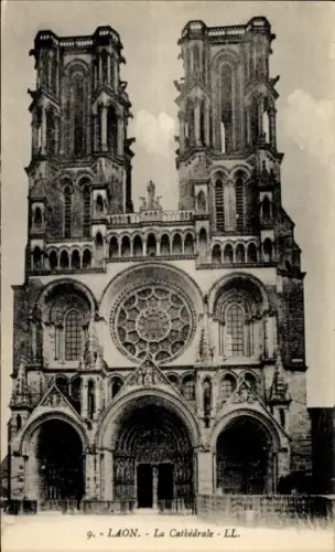 Ak Laon Aisne,  Kathedrale, schwarz-weiß,  