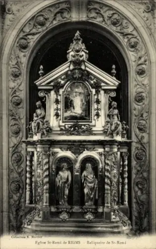Ak Reims Marne, Reliquiare, Statuen, Eglise St-Remi, Reims