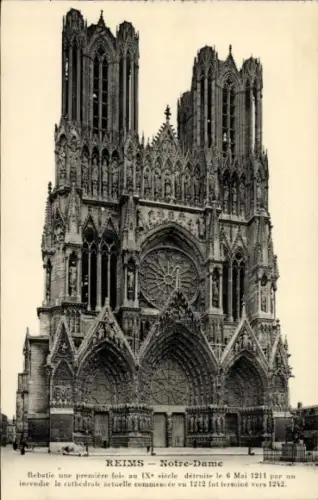 Ak Reims Marne, Kathedrale Notre-Dame Frontal