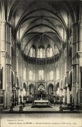 Ak Reims Marne, Eglise St-Remi de  Abside, Stil des Übergangs, XII. Jahrhundert