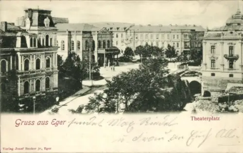 Ak Eger Erlau Ungarn, Theaterplatz, Gruss aus   , Verlag Josef Becker jr.