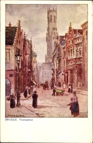 Künstler Ak Currie, J., Bruges Brügge Flandern Westflandern, Vlamingstraat