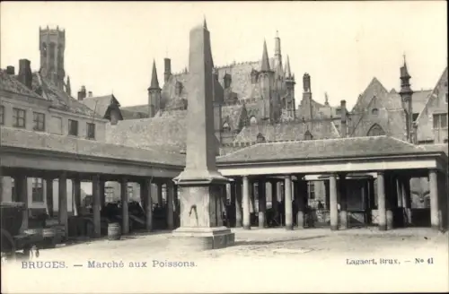 Ak Bruges Brügge Flandern Westflandern, Marche aux Poissons