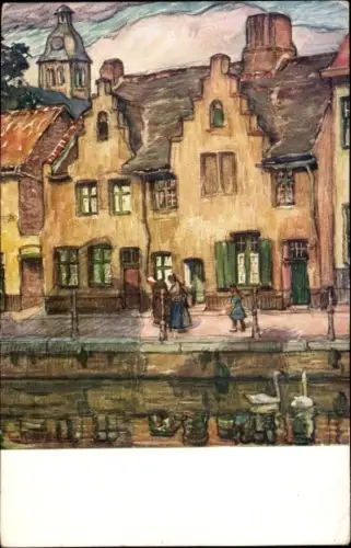 Künstler Ak Rommelaere, E., Bruges Westflandern, Quai Long, Maison