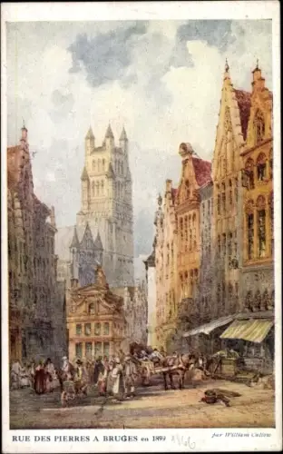 Künstler Ak Bruges Brügge Flandern Westflandern, Rue des Pierres, Kutsche