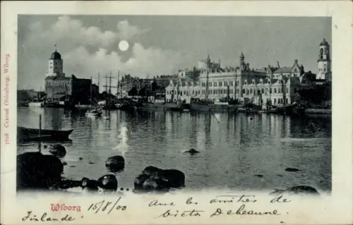 Mondschein Ak Wyborg Wiborg Viipuri Russland, Teilansicht