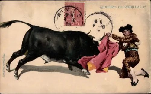 Ak Corrida de Toros, Quiebro de Rodillas, Stierkampf, Torero
