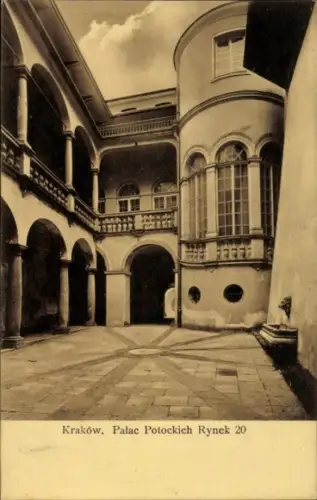 Ak Bielany Kraków Krakau Polen,  Pałac Potockich, Innenhof, Säulen, Fenster