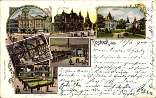 Litho Hansestadt Rostock, Theaterplatz, Restaurant