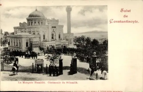 CPA Constantinople Istanbul Turquie, La Mosquée Hamidié, Cérémonie du Sélamlik