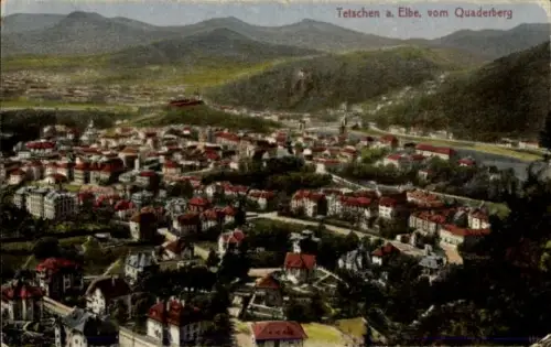 Ak Děčín Tetschen an der Elbe Region Aussig, Gesamtansicht, Quaderberg