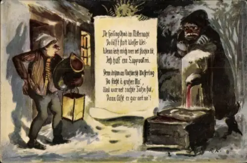 Künstler Ak Köselitz, Rud., Dr Weihnachts Heiligohmd, Erzgebirgische Weihnachtsstimmungsbilder 6
