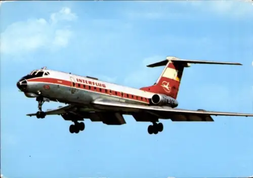 Ak Deutsches Passagierflugzeug Tupolew TU-134, Interflug, Turbinenluftstrahlverkehrsflugzeug