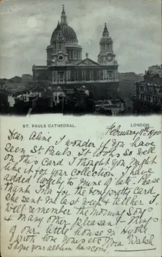 Mondschein Ak London England, St Paul's Cathedral