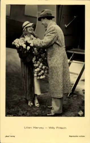 Ak Schauspieler Willy Fritsch, Schauspielerin Lilian Harvey, Ross Verlag 9274 1, Autogramm W. F.